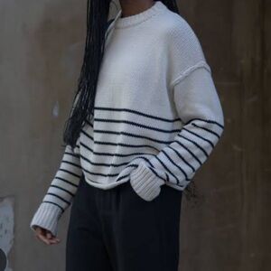 DISSH Camille Black and Cream Striped Sweater